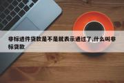 非标进件贷款是不是就表示通过了,什么叫非标贷款